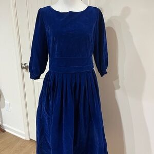 Vintage Elegant 3/4 Sleeve Blue Dress midi dress